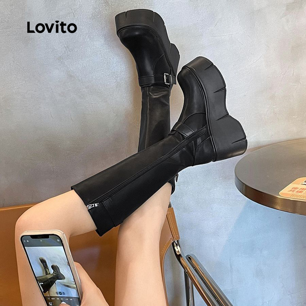 Lovito Botas Casuais De Plataforma Estilo Coreano Para Mulheres LFA97044 · foto 2