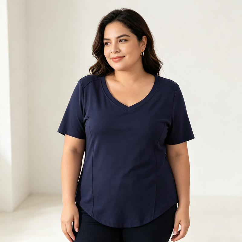 [Roupas femininas plus size] Camiseta Casual solta 150kg pode usar 150kg Roupas femininas plus size Fat mm Cover Barriga