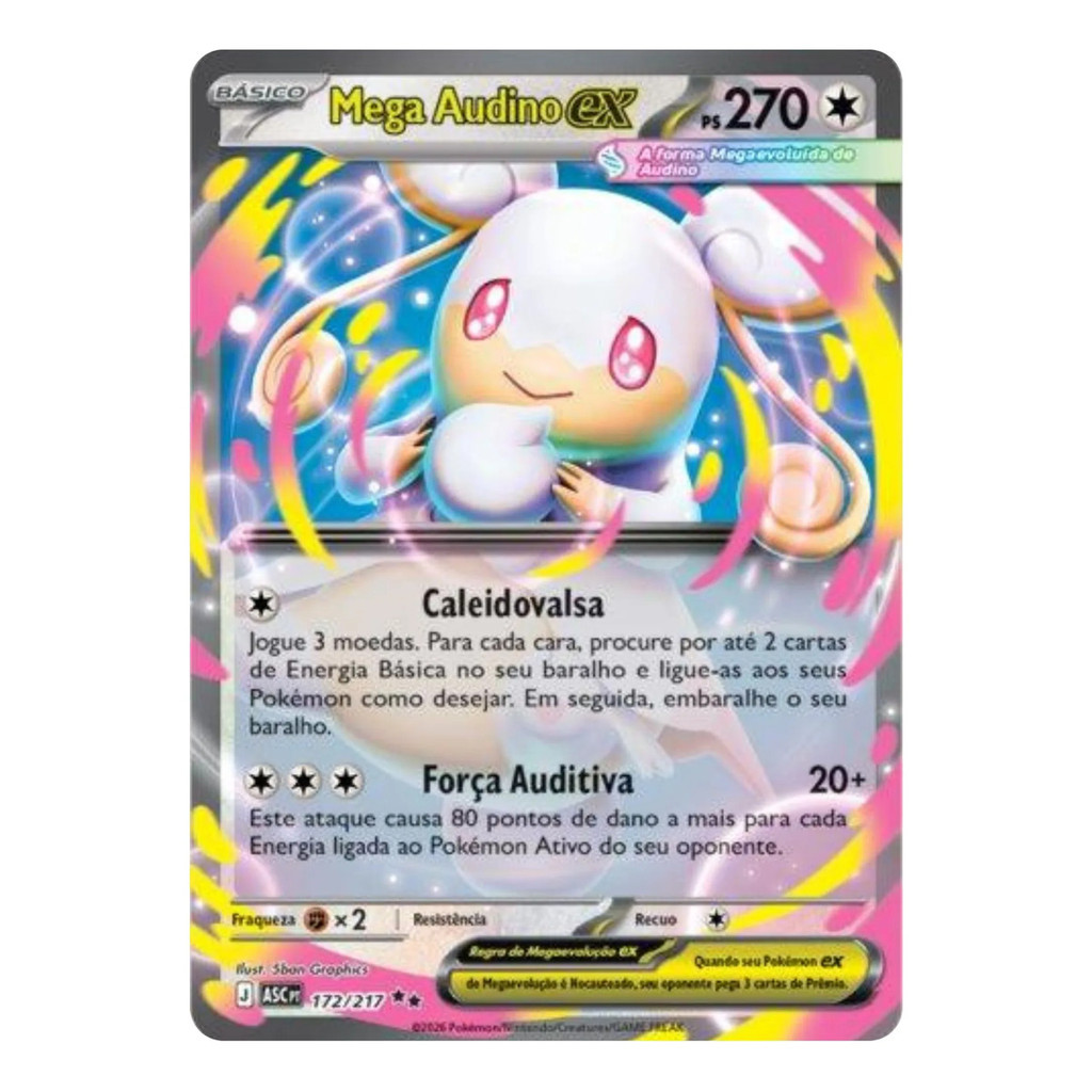 Carta Pokémon Mega Audino Ex 172/217 Heróis Excelsos