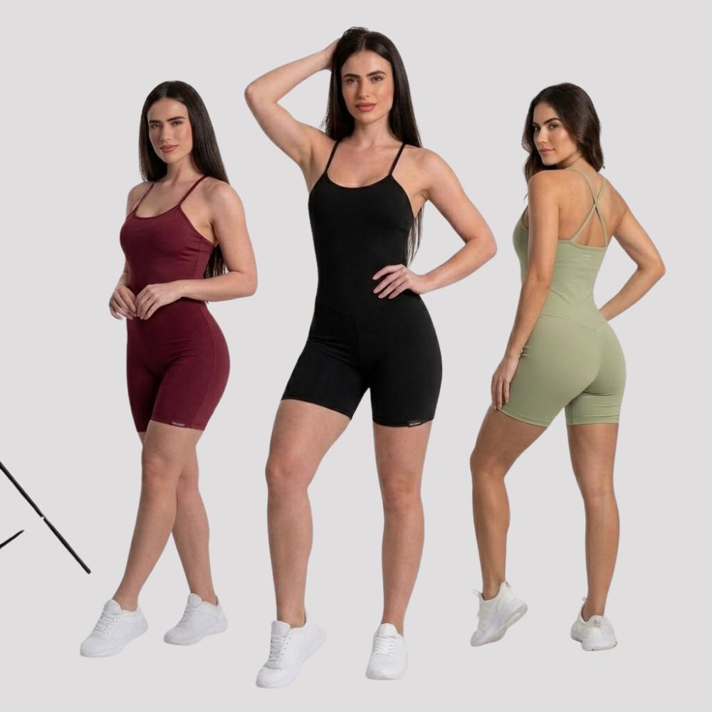 Kit 3 Macaquinho Feminino Academia Fitness Zero Transparência Treino Confortável Liso Adulto Gym