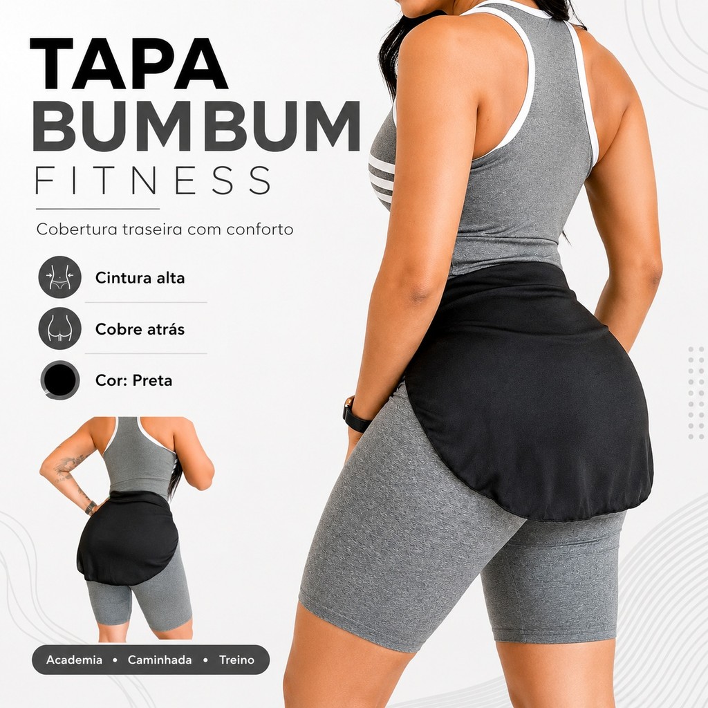 Tapa Bumbum Saia Roupa Feminina Academia Fitness Para Usar Com Legging Modelo Confortável