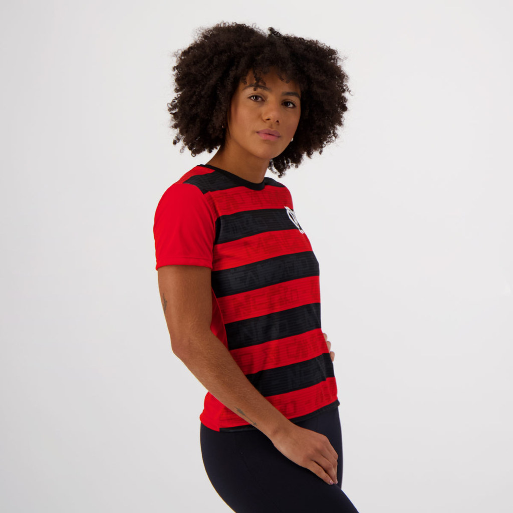 Camisa Flamengo Shout Feminina Vermelha e Preta 10 De Arrascaeta · foto 2