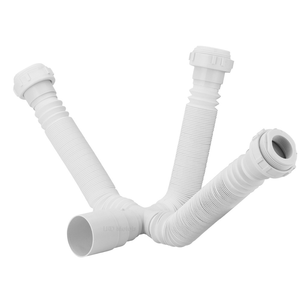 Sifão Triplo Sanfonado extensivo Universal Abs Branco Conexao Pia