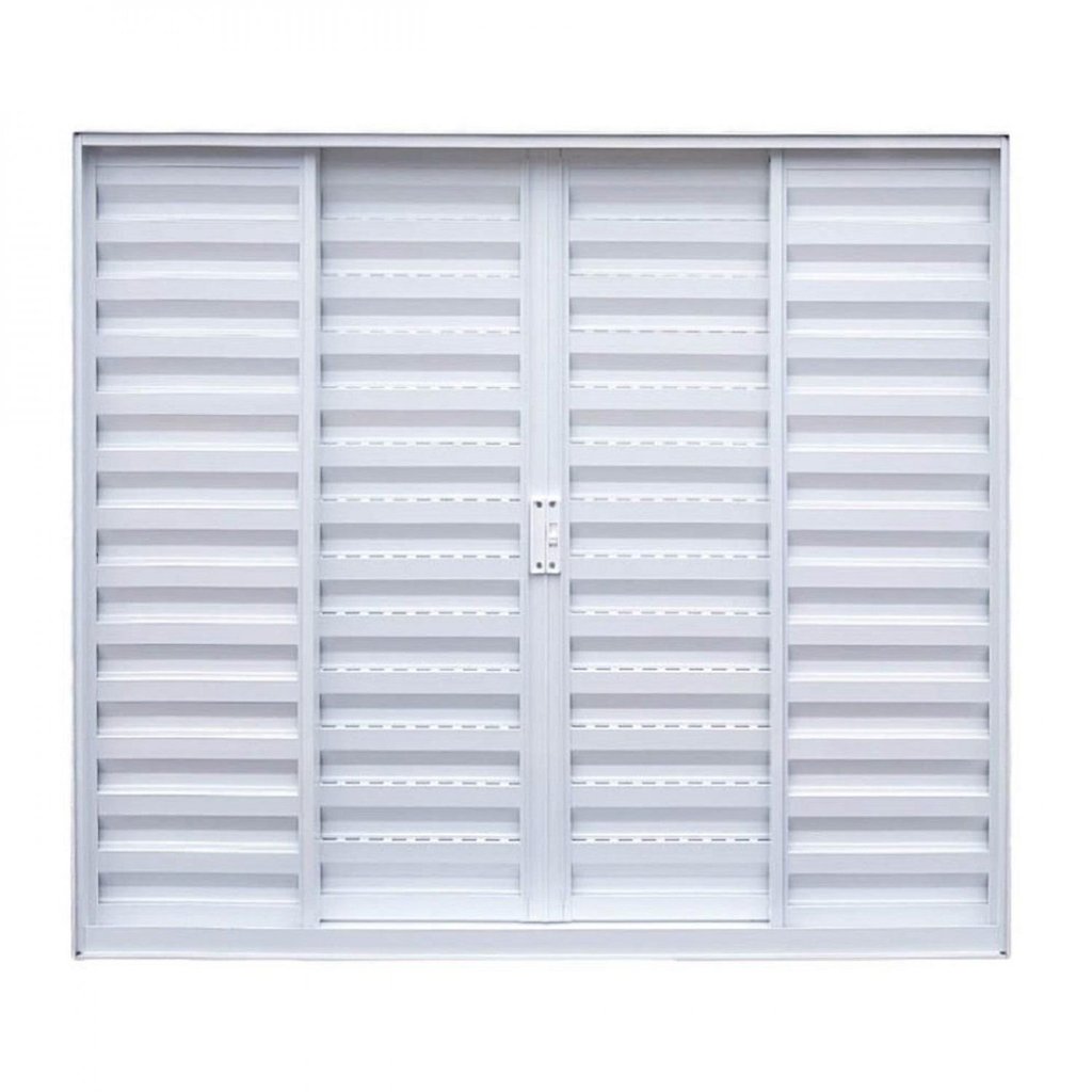 Janela de Alumínio Veneziana de Correr 100x120cm 4 Folhas sem Vidro Soft Plus MGM Branco 100cm x 120cm