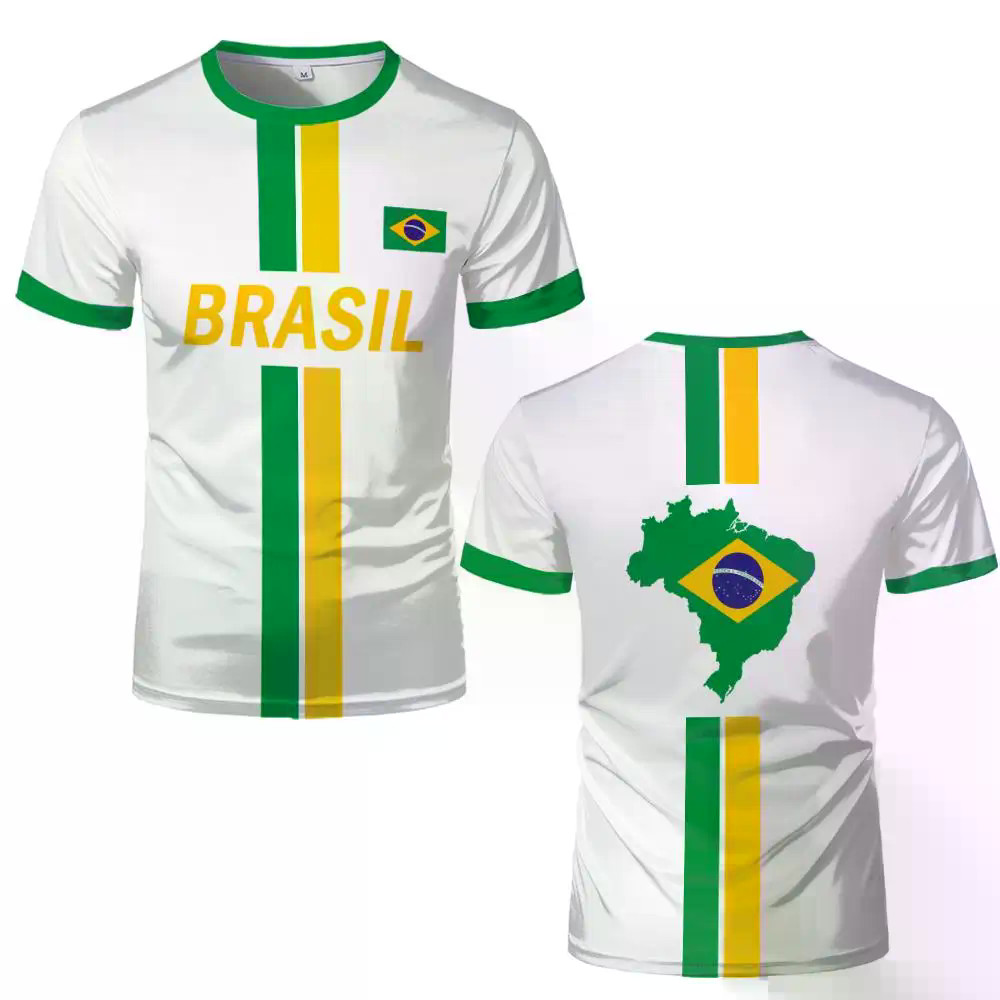 2026 Nova Camisa Do Brasil Camiseta Masculina Bandeira Mapa Impressão Futebol E Feminina Respirável Esportes Casuais Rua