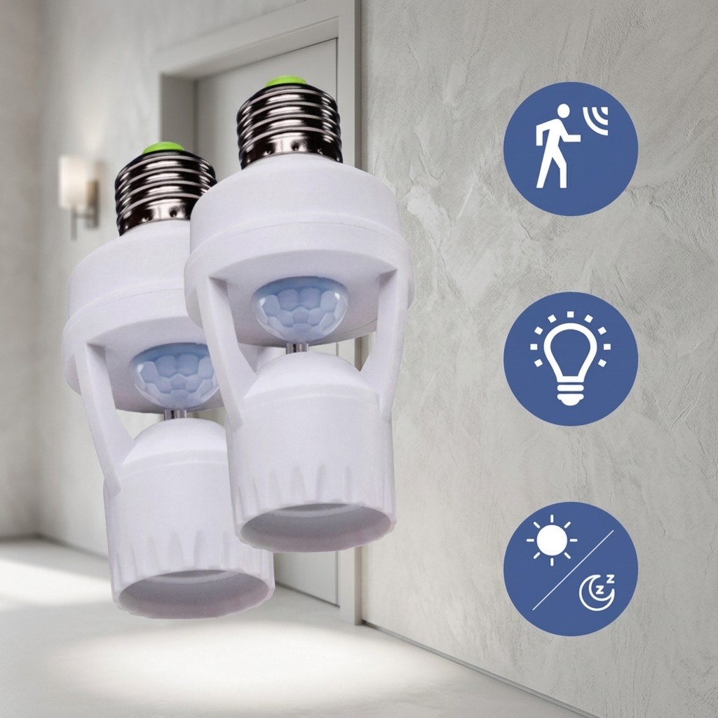 Bocal Com Sensor de Presença E27 Bivolt Automatico Iluminação de Segurança Noturna Para Quintal e Portaria
