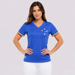 Camisa Cruzeiro Retrô Palestra Feminina Azul