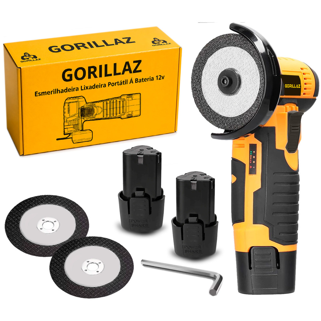Esmerilhadeira Lixadeira Angular 12v 660w 2 Baterias Discos