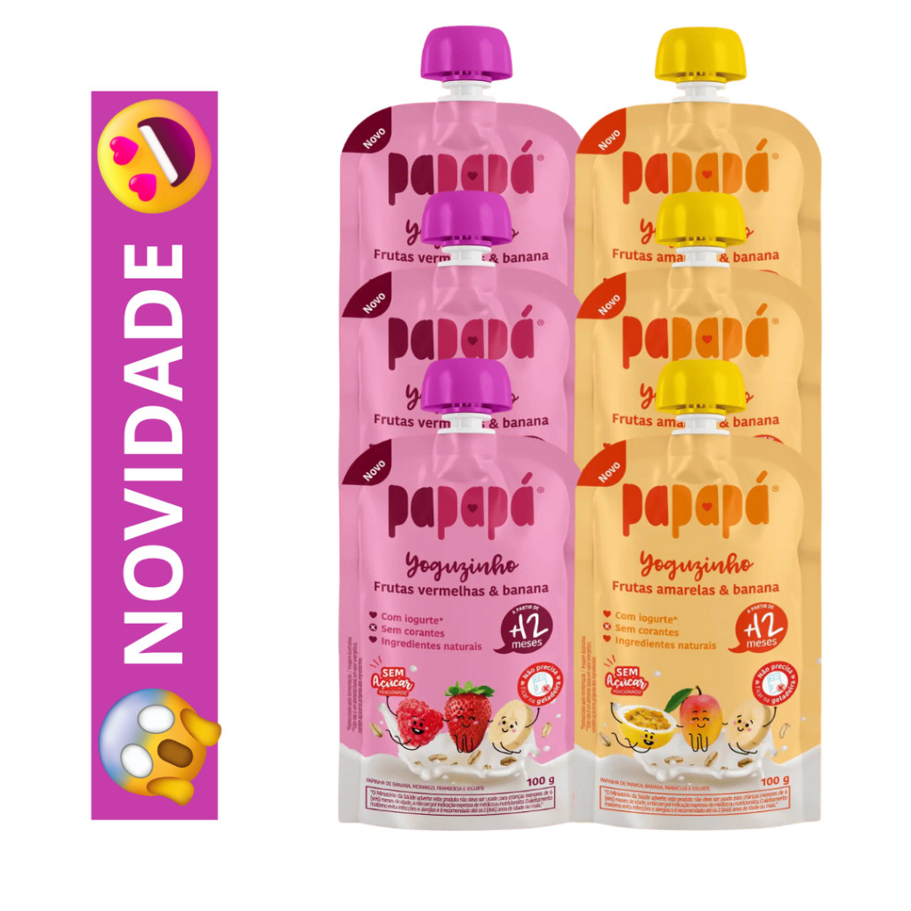 Papapa Kit 6un - 2 Sabores - Papinha Organica 100g