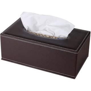 Porta-lenços de couro PU de alta qualidade, preto, estilo executivo, capa retangular para caixa de lenços, dispensador d