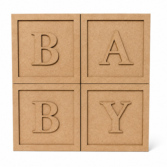 Kit para Decoração Chá de Bebê Chá Revelação e Festa de Aniversário Cubos Baby de MDF Cru — imagem 2 de 2