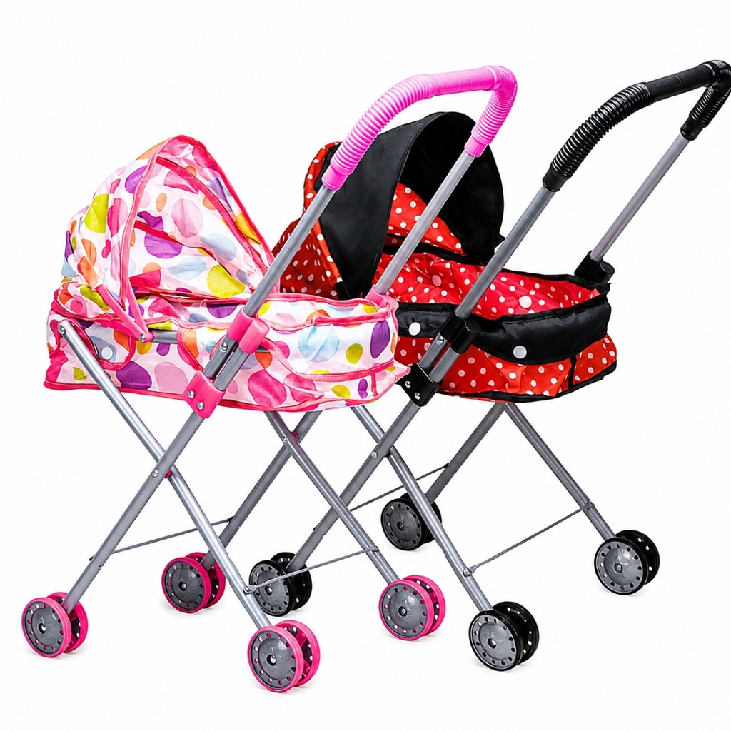 Carrinho De Boneca Com Capota Dobravel Rosa Castela Brinquedo Infantil Meninas Presente Passeio