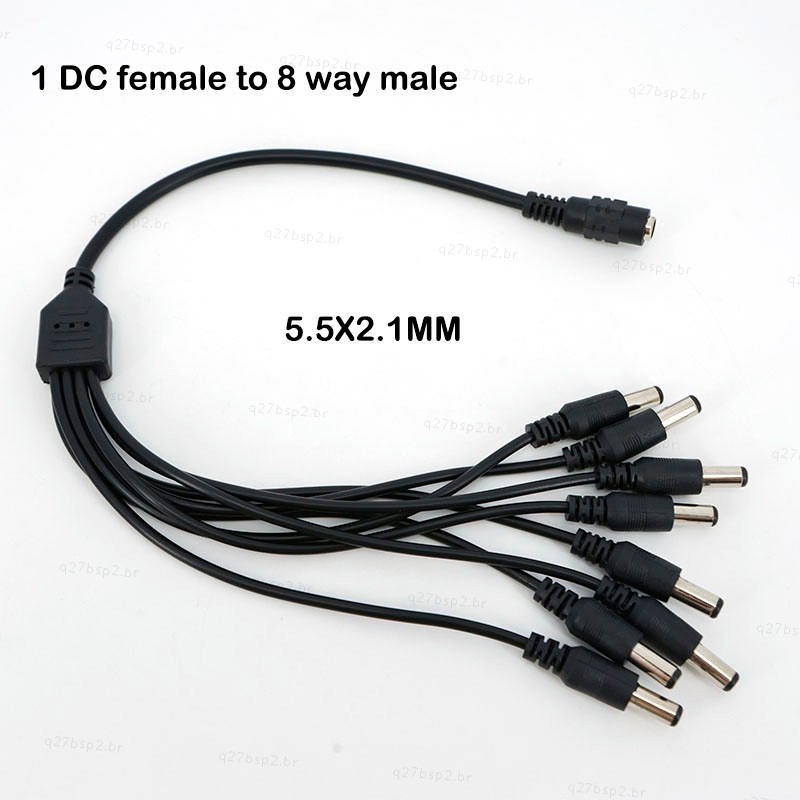 10 Pces 12V DC Cabo Divisor De Energia 1 Fêmea Para 8 Macho 5.5x2.1mm Adaptador De Extensão Luz De Tira LED BR27B2