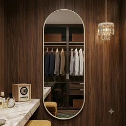 Espelho Grande 90X60cm Oval Corpo Inteiro com Moldura Alumínio para Sala Quarto Hall Closet