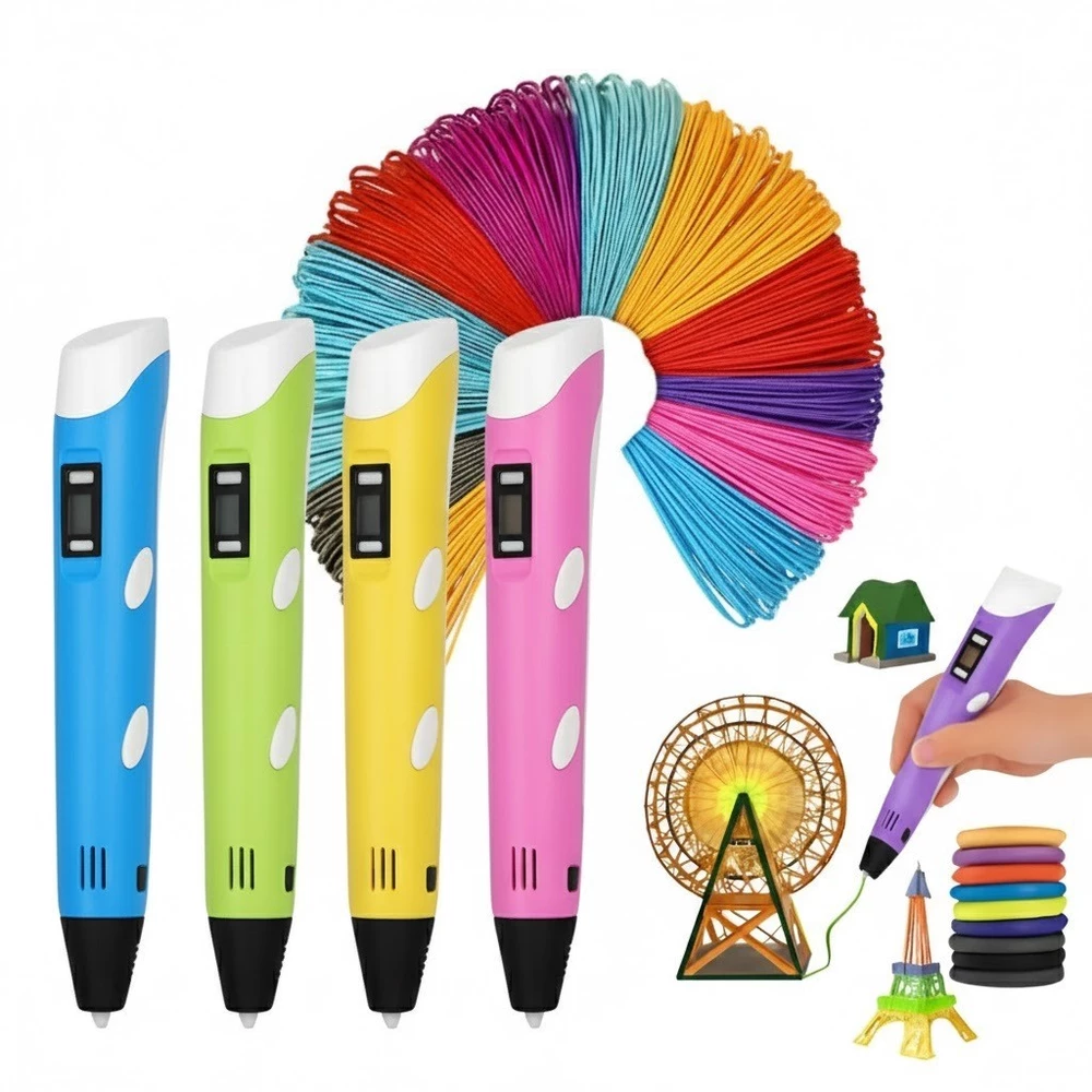 Caneta 3D Impressora Infantil Filamento PLA 1,75mm Refil DIY Desenho Pintura 3D Segura Criança