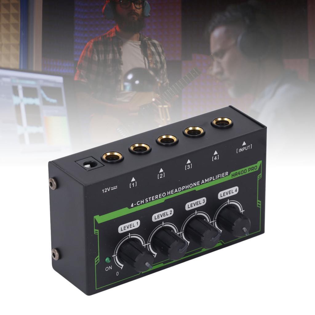 Doplay-BR Amplificador de fone de ouvido de 4 canais estéreo Amp DJ Mixer Splitter com luz RGB Impedância de 100KΩ