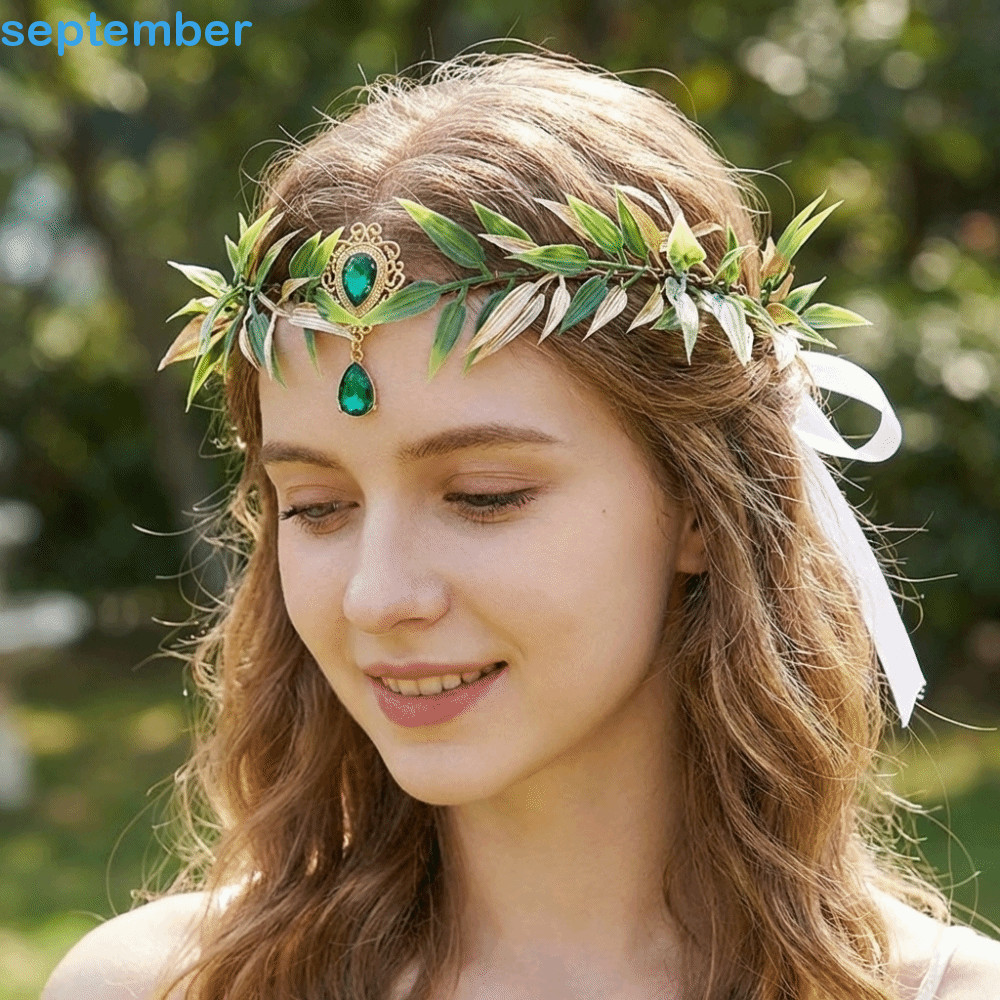 Coroa De Elfo SEPTEMBERB , Tiara De Videira Decorada Com Strass , Diadema Simula Folhas De Árvore , Capacete De Fada