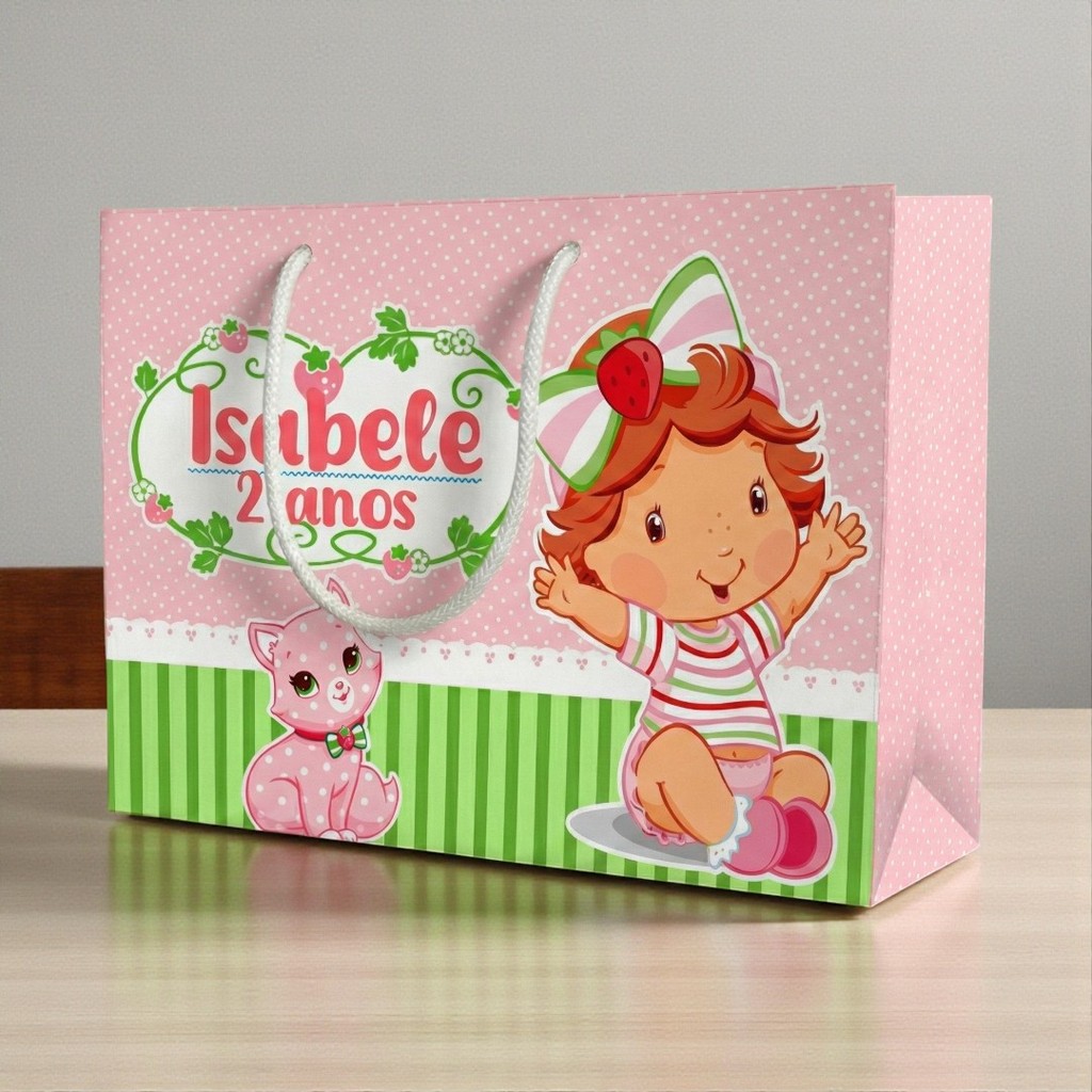 SACOLA MORANGUINHO BABY Personalizado | Sacolinha | Lembrancinha | Mimos | Aniversário MORANGUINHO BABY