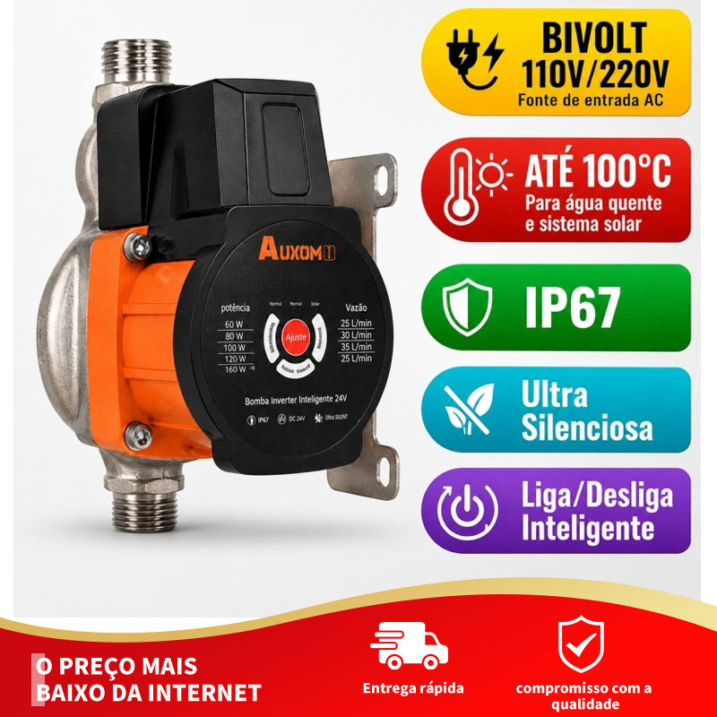 Pressurizador De Água Smart 24v Liga/Desliga Bivolt 22mca 100°C P/ Solar