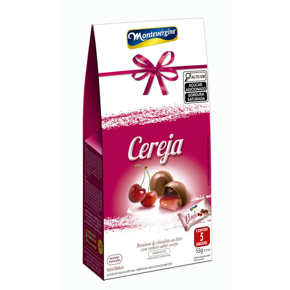 Bombons de Chocolate Ao Leite Montevérgine Sabor Cereja ao Leite 55g
