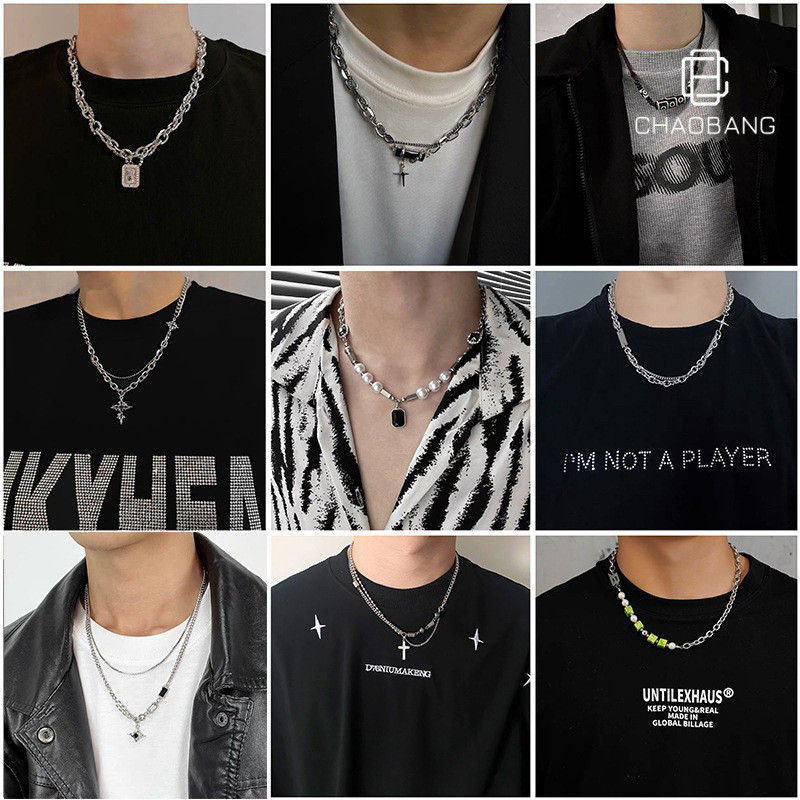 Colar masculino de aço titânio, não desbota, acessório simples e versátil, acessório de moda feminino para suéter, acess