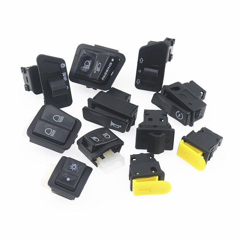 Botão de acionamento de partida para motocicleta elétrica com pedal, interruptor de buzina, sinal de direção, farol alto