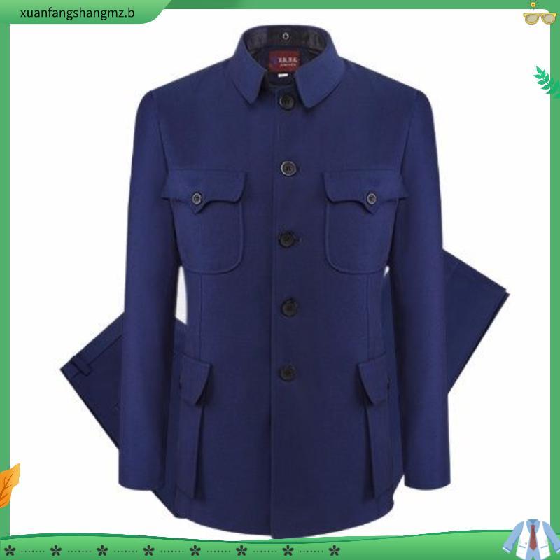 Zhongshan terno masculino de meia-idade roupas masculinas idosos terno superior roupas para idosos vovô jaqueta pai tern