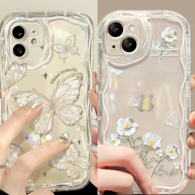 Capa com Padrão de Borboleta Ondulada 3D para Samsung A73 A72 A71 A55 A54 A53 A35 A34 A33 A25 A24 A23 A15 A14 A13 A05 A