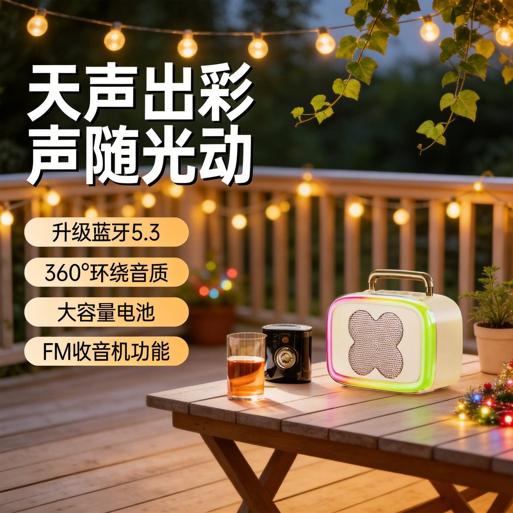 2026 novo estilo RGB colorido sem fio Bluetooth alto-falante de alto valor presente do feriado pesado baixo som Surround