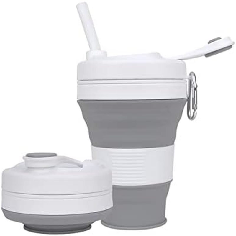 Copo De Café De Silicone Com Tampa De Palha Copos Dobráveis Para Viajar 20oz Caneca De Água Dobrável Leve Piquenique Hic