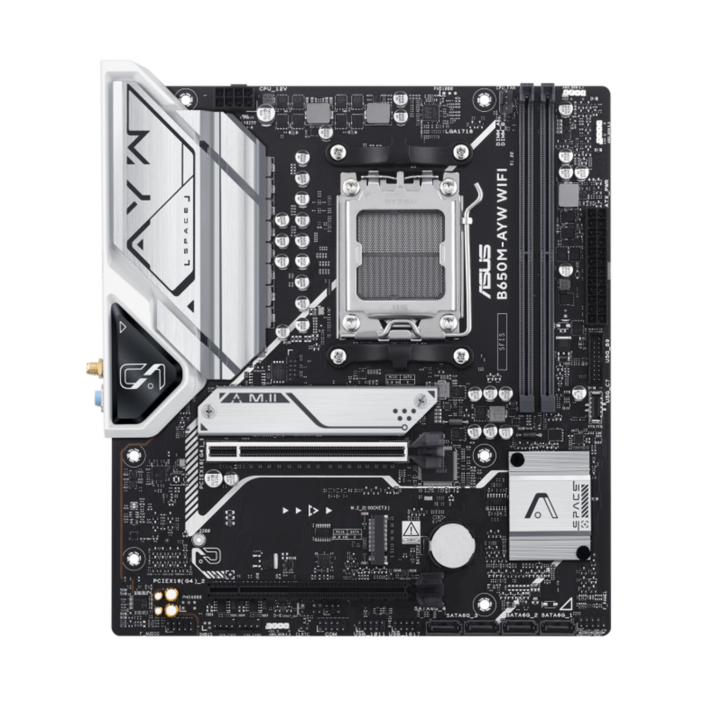 Placa-Mãe ASUS B650M-AYW WiFi AMD AM5 B650 DDR5 mATX M.2 PCIe 5.0