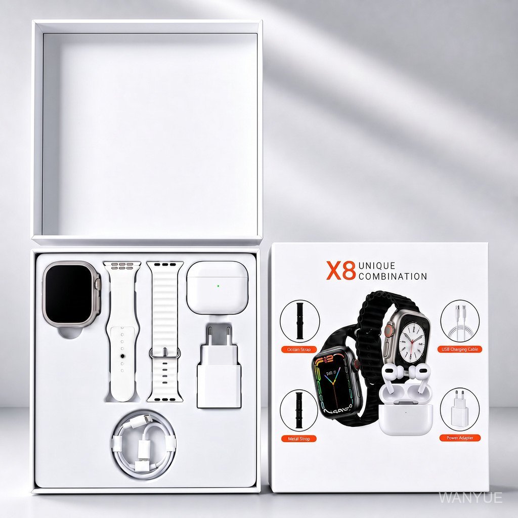 [Envio de São Paulo] Conjunto de Fone de Ouvido Bluetooth e Smartwatch Multifuncional com Chamada Bluetooth e Tela Touch