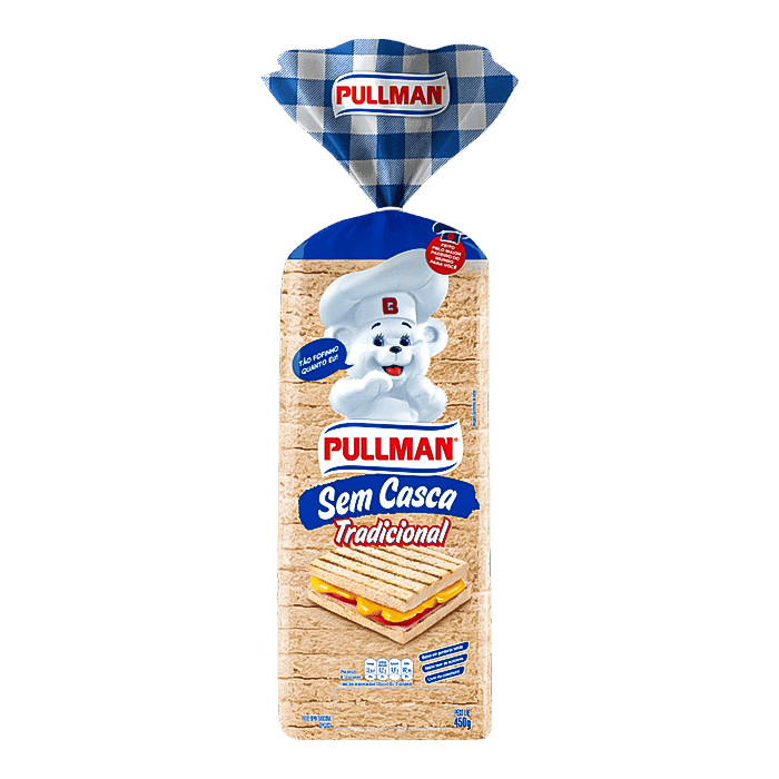 Pullman Pão de Forma sem Casca Tradicional Pacote 450g
