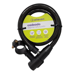Cadeado Bicicleta Espiral Com Chave Cabo De Aço 1MT X 12MM Preto