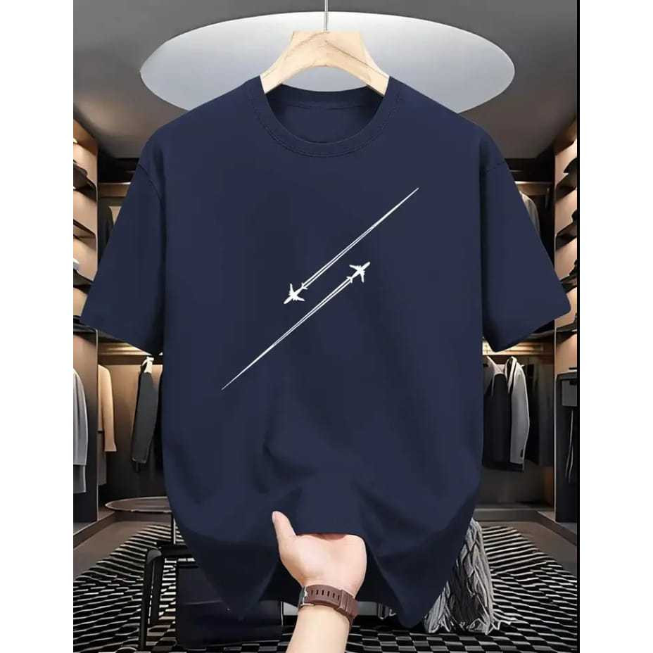 Camiseta Masculina AVIÃO Simples De Manga Curta Gola Redonda Estampada Lançamento
