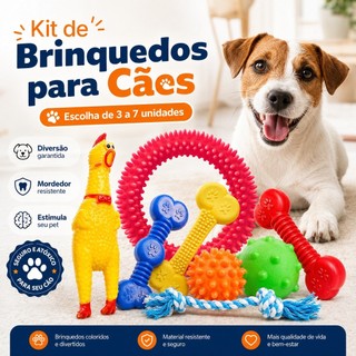 Kit Brinquedo Cachorro Pet Pequeno Porte Brinquedinho Pet Mordedor Bolinha Ossinho para C…