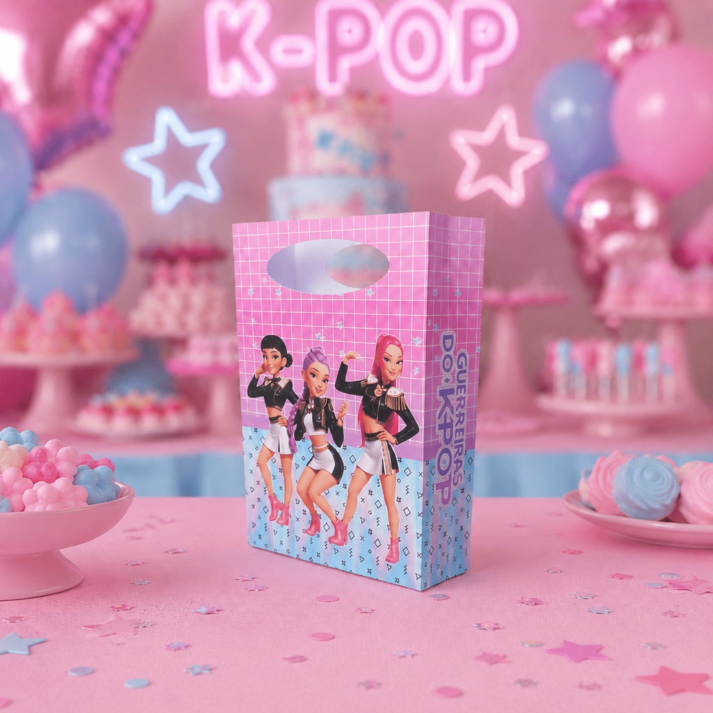 Mini Sacolinha Surpresa Personalizada Lembrancinha Guerreiras Kpop Festa Infantil Decoração PEGUE E MONTE