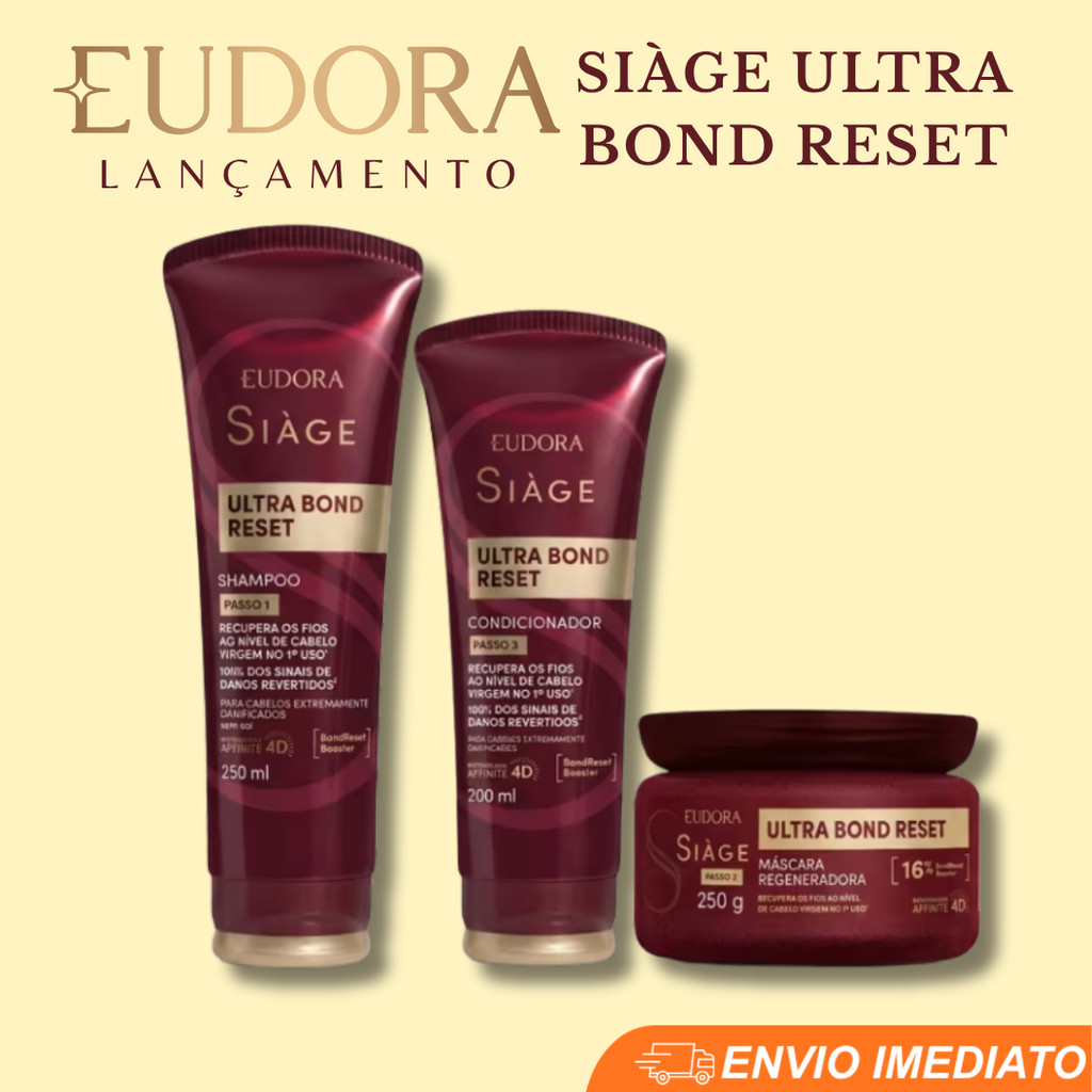 Combo Eudora Siàge Ultra Bond Reset: Shampoo 250ml + Condicionador 200ml + Máscara Capilar 250g