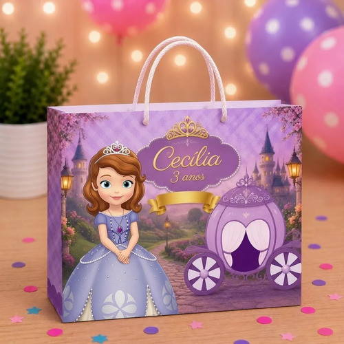 Sacolinhas Personalizada tema PRINCESA SOFIA | Personalizados | Lembrancinhas de Festas Sacolinhas Pegue e monte