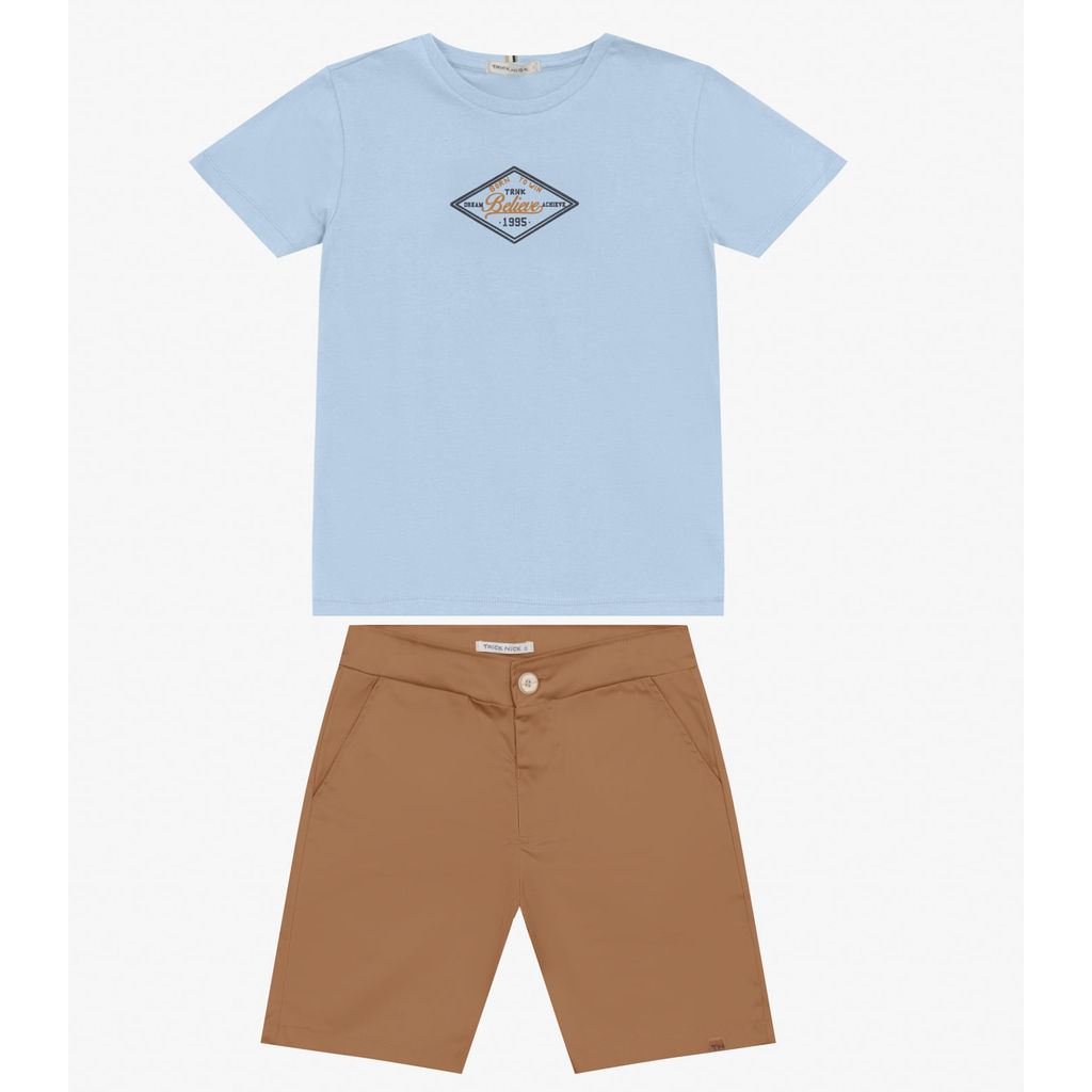 Conjunto Masculino Camiseta com Bermuda Trick Nick Azul