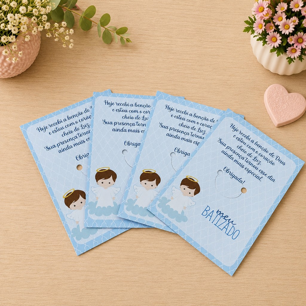 50 Unid Cartões de Batizado ENVIO IMEDIATO (SEM NOME) Cards Lembrancinha Tag