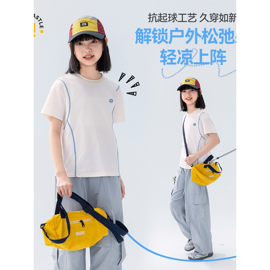 Meninas camiseta de manga curta 2026 novo estilo verão estilo fino crianças meninas estilo coreano topos esportes respir