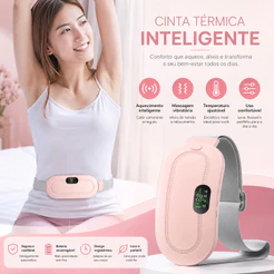 Massageador Smart 2 em 1 Almofada Cinta Aquecimento Alivia Dor Cólica Menstrual USB