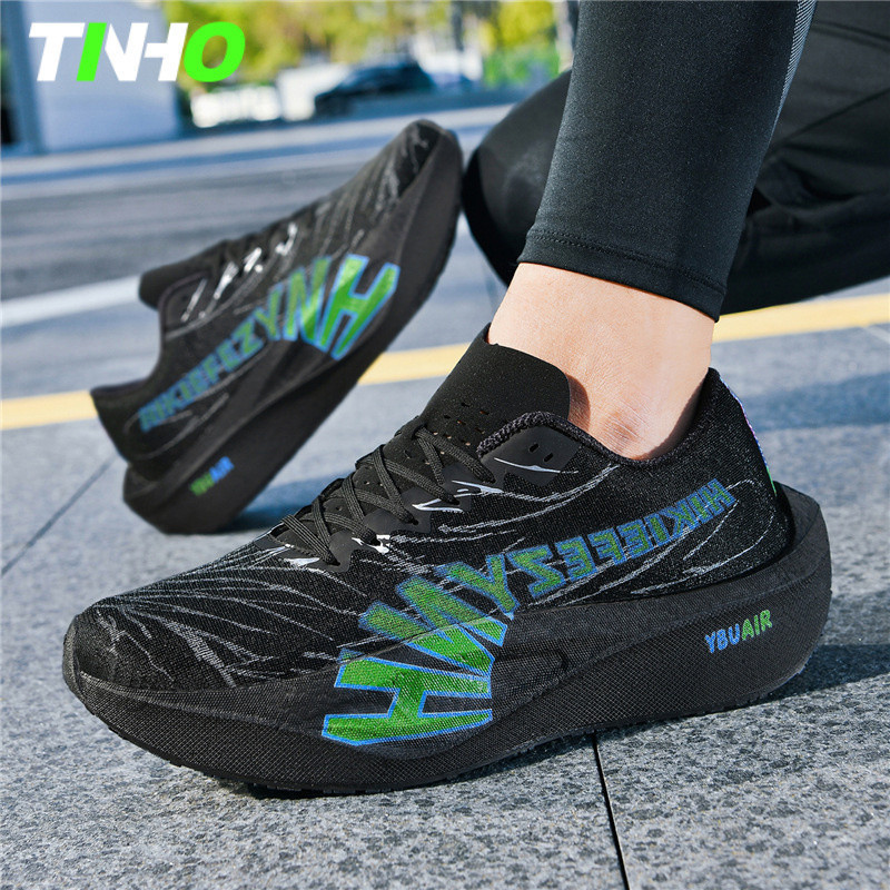 YBAIR Tênis de corrida de placa de carbono leve respirável profissional maratona corrida treinamento calçados esportivos