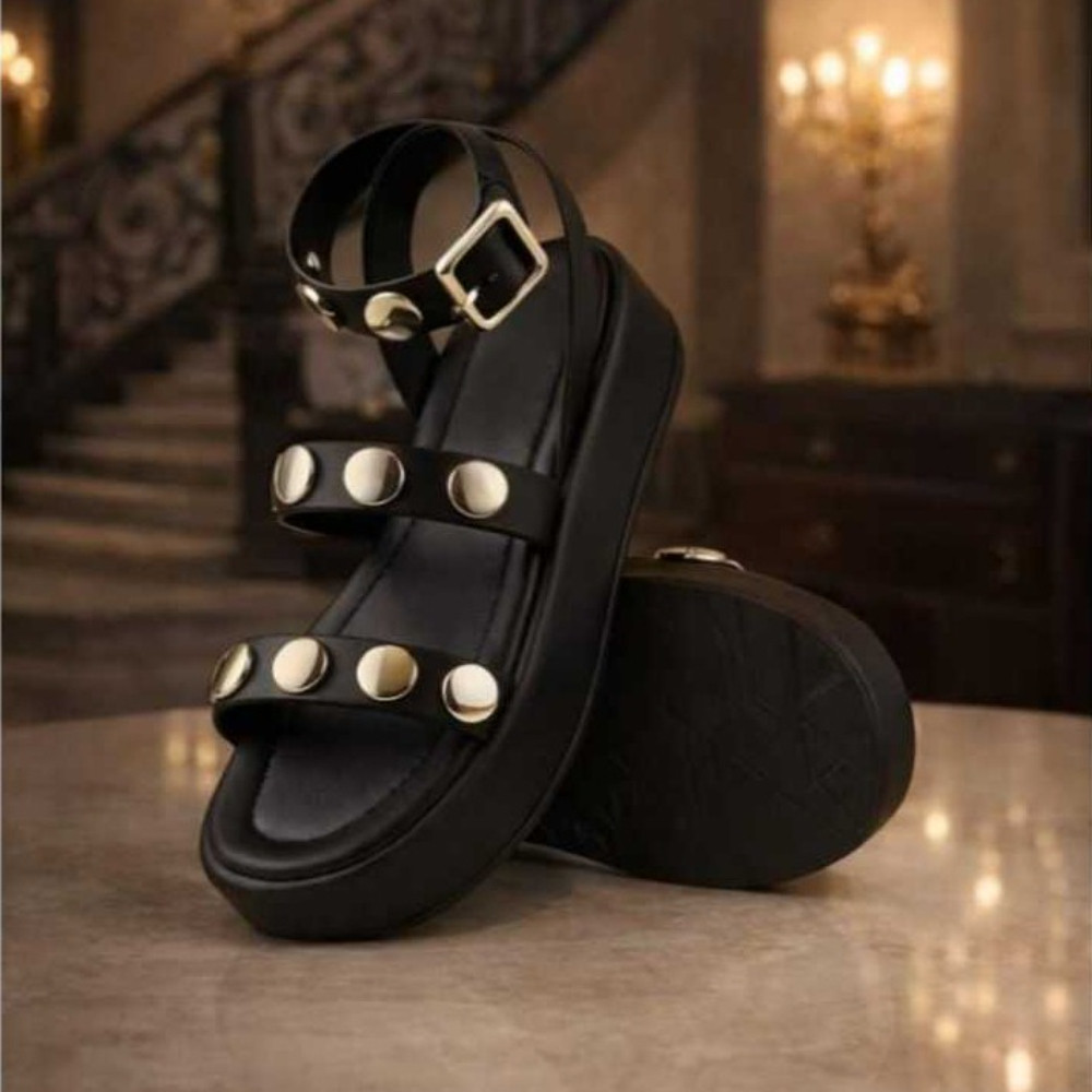 Chinelo Feminino sandália Plataforma  com ABS  Modelo Moeda confortável
