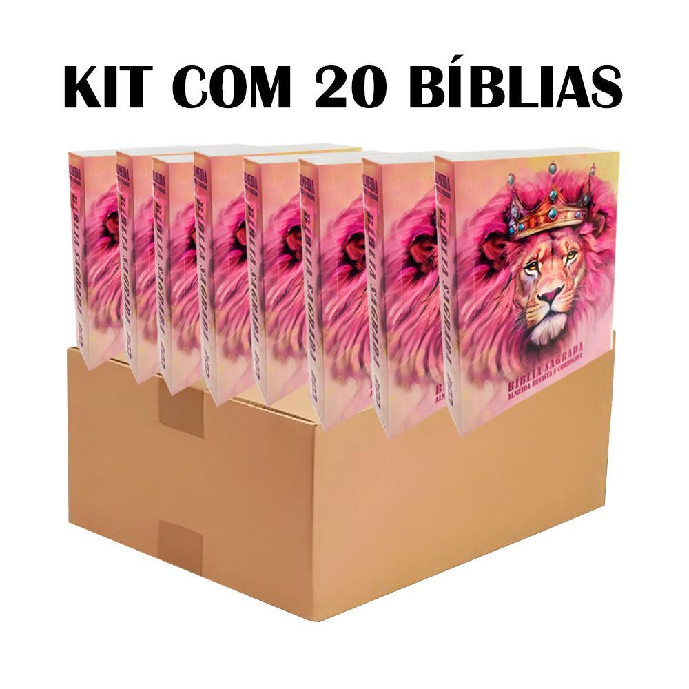 Kit 20 - Bíblia Sagrada para Evangelização - Leão Feminina | ARC - João Ferreira de Almeida - Ed. Promessas