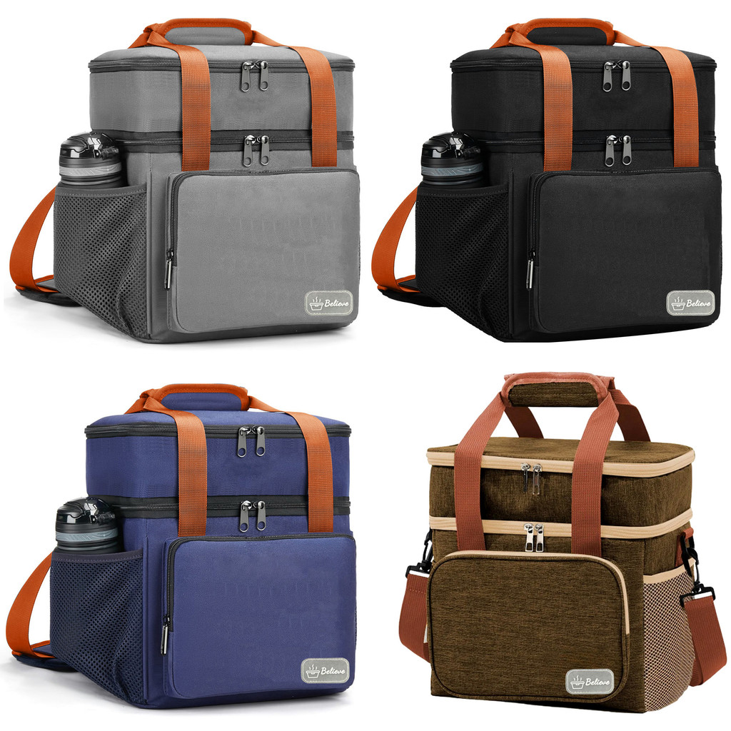 Bolsa Térmica Marmita Grande Capacidade com 2 Compartimentos Alça Reforçada para Trabalho Escola Viagem Lancheira