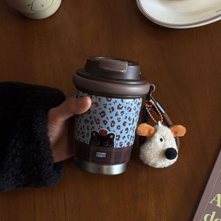 Novo leopardo impressão copo de água copo térmico pequeno portátil forro de cerâmica copo térmico meninas copo de café d
