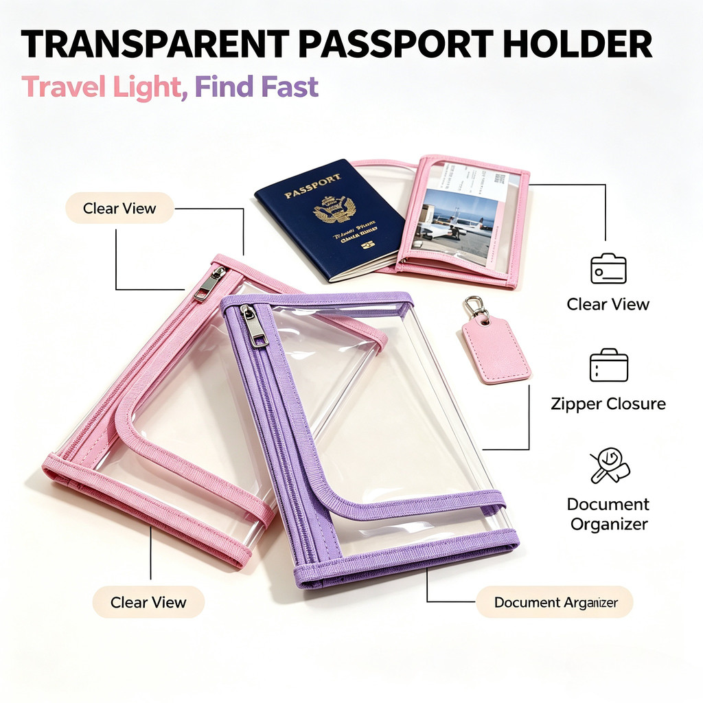 Porta-Passaporte Transparente À Prova D'água , Bolsa Para Documentos De Viagem Em PVC , Armazenamento De 2 A 4 Passaport