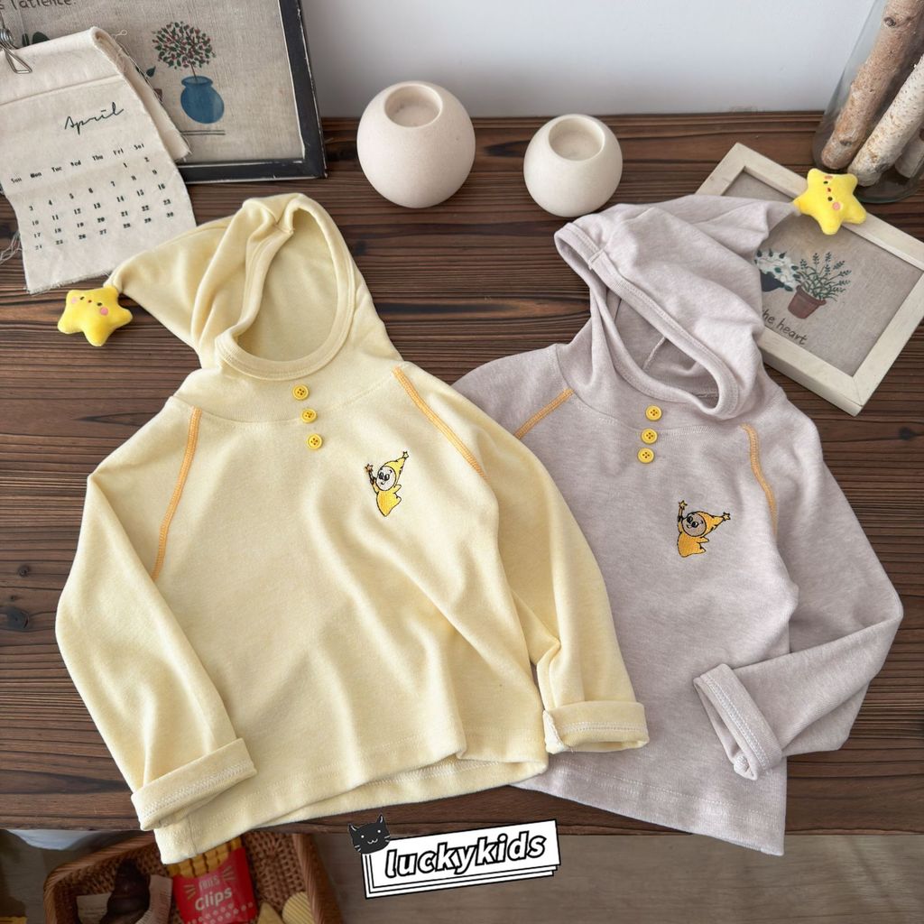 Moda Crianças Meninas Meninos Algodão Macio Dos Desenhos Animados Bordado Com Capuz Manga Longa Camiseta Outono Bebê Uni
